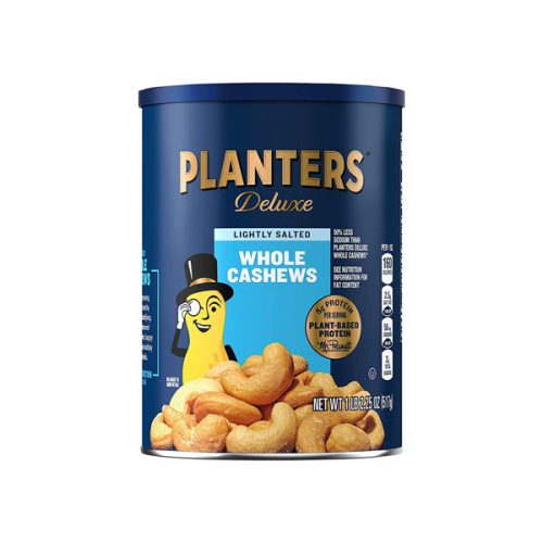 【2025 Flash Sales+ Free Shipping】PLANTERS 1.14 Pound Resealable Canister Deluxe Lightly Salted Whole Cashews - Pack of 1