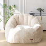 Giant Bean Bag Chair - Faux Fur Oversized Shell Design with Filler