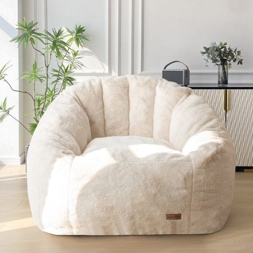 Giant Bean Bag Chair - Faux Fur Oversized Shell Design with Filler