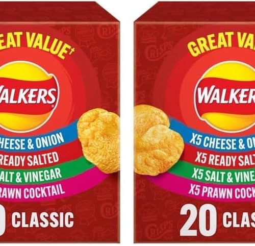 【First Order Discount】Walkers Classic Variety Multipack Crisps Box 20x25g (Pack of 4)