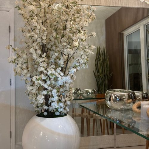 White Globe with White Cherry Blossom