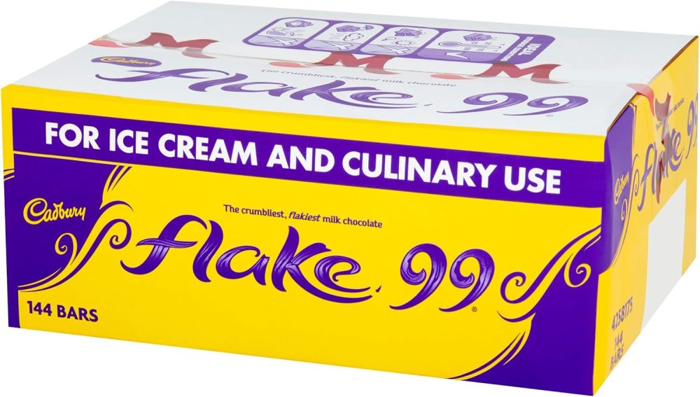 【First Order Discount】Cadbury Flake 99 Milk Chocolate Bars, Perfect for Ice Creams, Baking and Culinary Use (Box of 144 Bars)