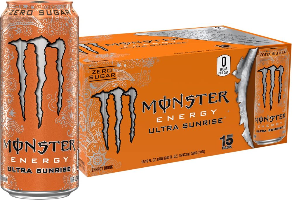 Clearance Sale – Monster Energy Ultra Sunrise, Sugar Free Energy Drink, 16 Fl Oz (Pack of 15)