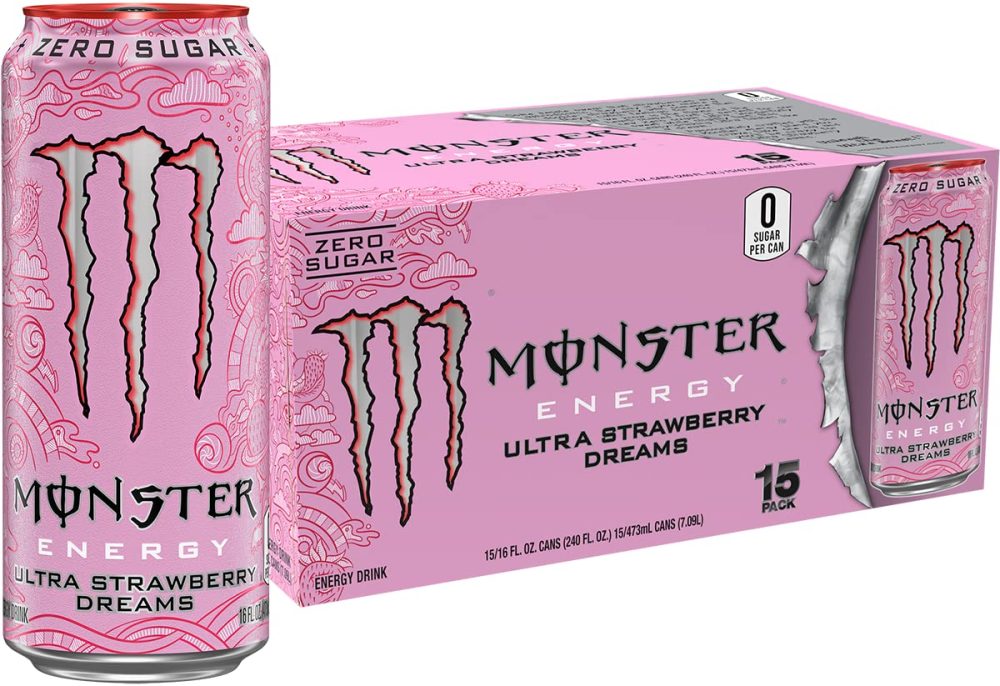 Clearance Sale – Monster Energy Ultra Strawberry Dreams, Sugar Free Energy Drink, 16 Ounce (Pack of 15)