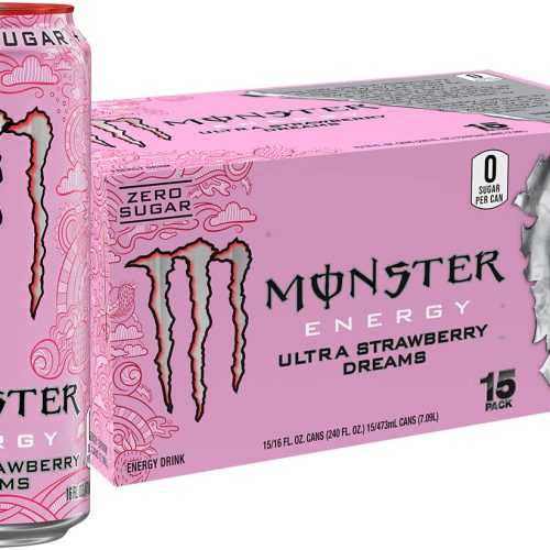 Clearance Sale – Monster Energy Ultra Strawberry Dreams, Sugar Free Energy Drink, 16 Ounce (Pack of 15)