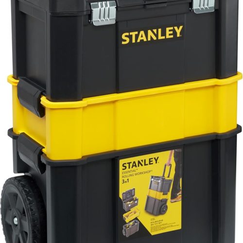 Essential Rolling Workshop Toolbox, 3-in1 Stackable Units, Portable Tool Solution