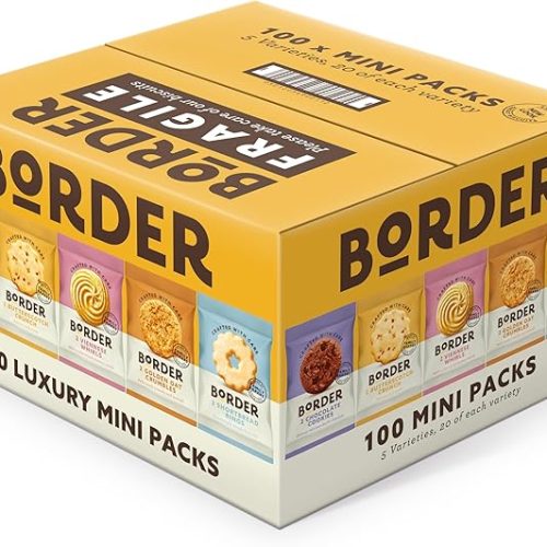 【Lucky Sale】Border Biscuits 100 Twin Packs Snack Packs | 5 Varieties | Individually Wrapped Biscuit Portions (Box of 100)