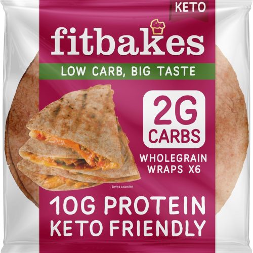 【Lucky Sale】Fitbakes 2g Carbs Wholegrain Keto Wraps, 10g Protein, 6x40g Full Size Tortillas, Low Carb Wraps, Low Carb Bread, Keto Bread Protein Diet Food UK, Diet Snacks, Fit bakes