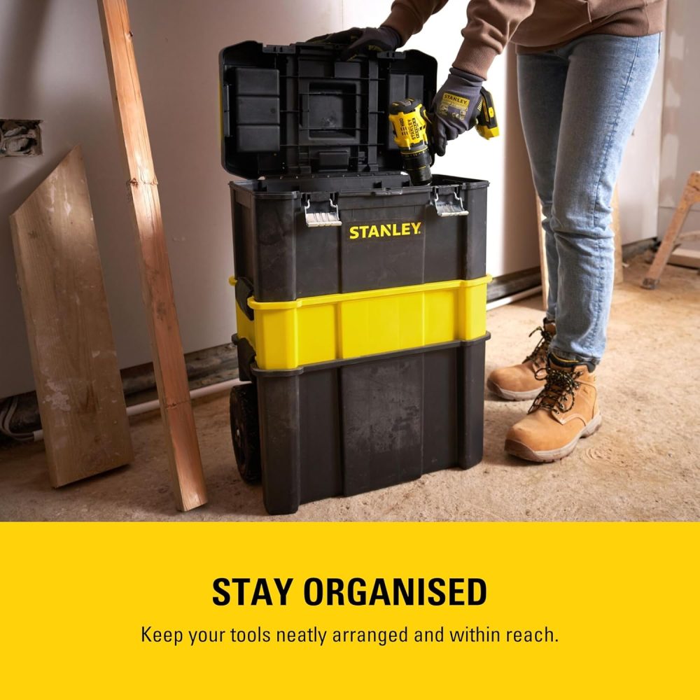 Essential Rolling Workshop Toolbox, 3-in1 Stackable Units, Portable Tool Solution - Image 5