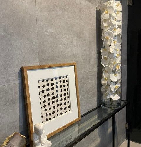 Glass Cylinder With White Phalaenopsis Orchids