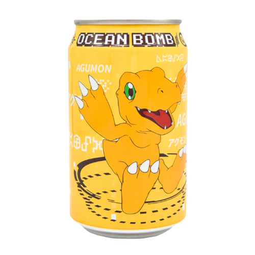 Ocean Bomb Digimon Agumon Banana Flavour Sparkling Water (330ml)   tastydaily