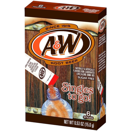 A W Root Beer Singles To Go Sugar Free Drink Mix   6 Pack (0.53oz (15g))   tastydaily