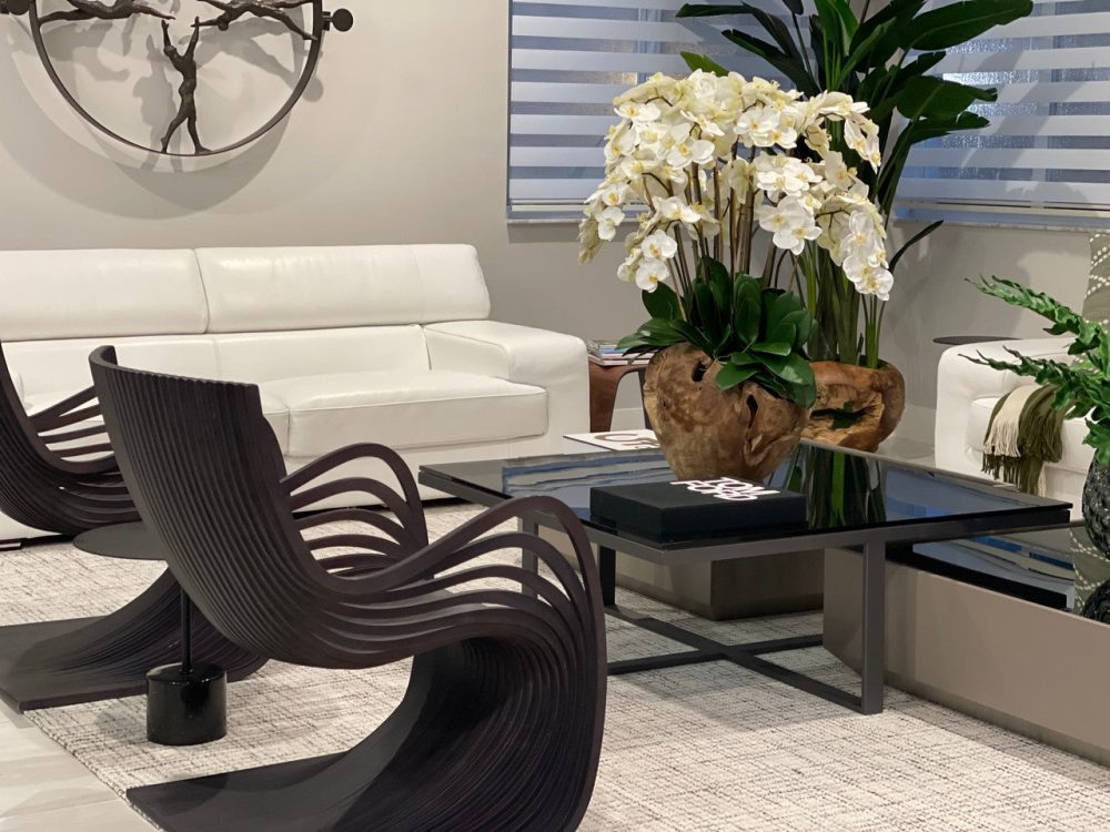 Extra Large Rustic Teak Bowl with Cascading White Orchids - Image 5